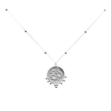 Silver lotus flower amulet necklace