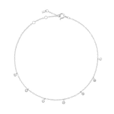 Dots Crystal Silver Anklet