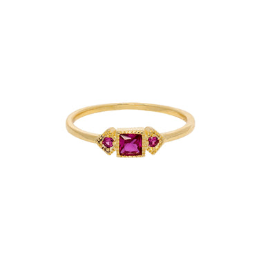 Amelia Crystal Ruby Gold Ring