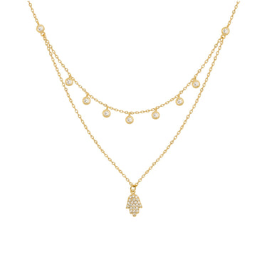 Double Hamsa Gold Necklace