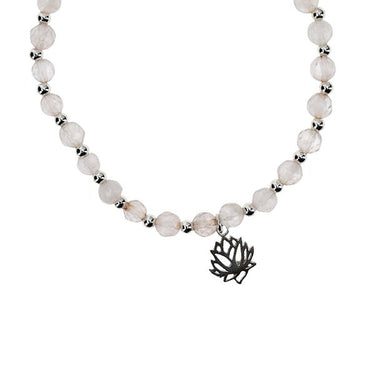 Pulsera piedras cuarzo rosa Lotus Flower - Atesorame