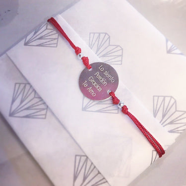 Pulsera Hilo Medalla 18mm roja - Atesorame