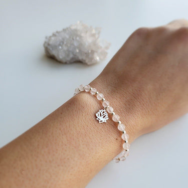 Pulsera piedras cuarzo rosa Lotus Flower - Atesorame