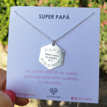 Collar Plata unisex Hexagonal - Atesorame